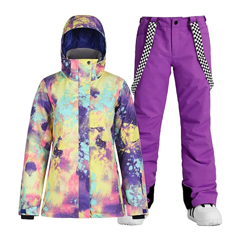 Women's Ski Jacket and Pants Waterproof Snowsuit Windproof Snowboard Jacket Coat Insulated 