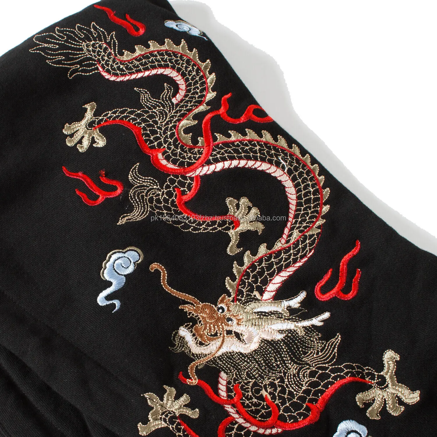 Men's Dragon Embroidery Fleece Hoodie Streetwear Pullover In Very Cheap ...