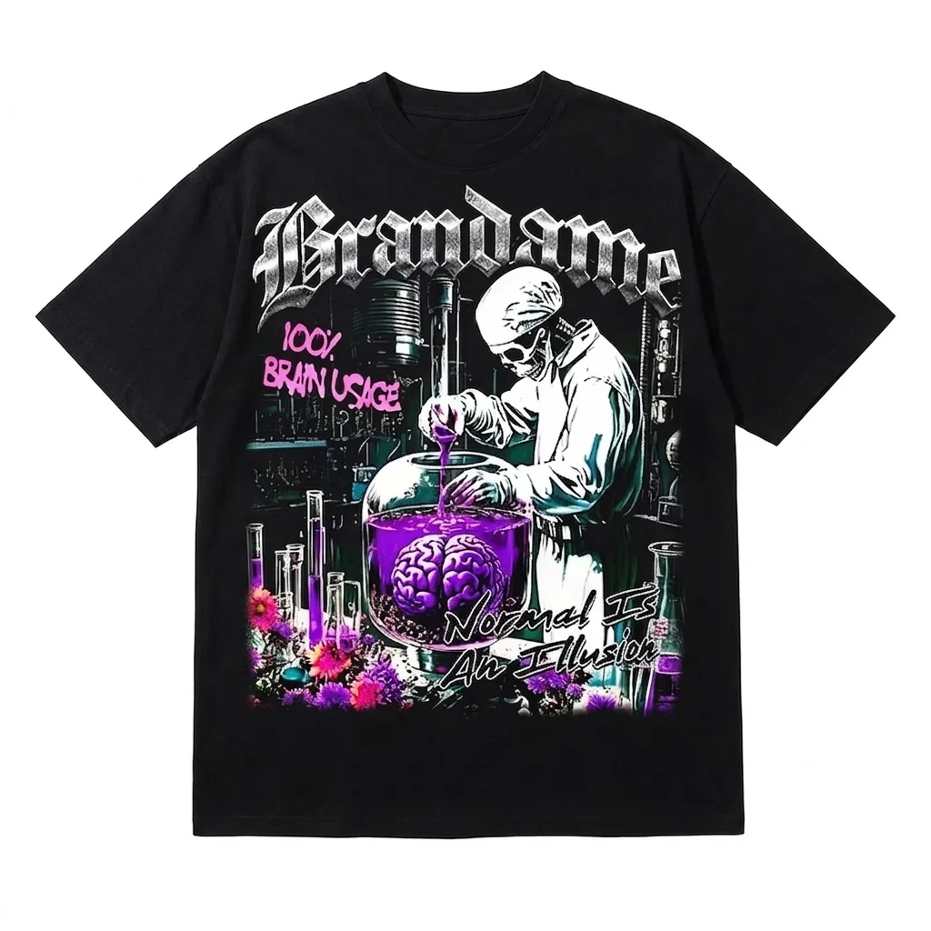 Custom Graphic DTG Printed T Shirt 100% Cotton Premium Quality New Trendy Vintage Style Short Sleeves For Unisex