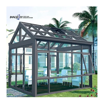 Custom outdoor laminated insulated tempered glass sunroom greenhouse winter garden room free standing veranda sunroom house alum