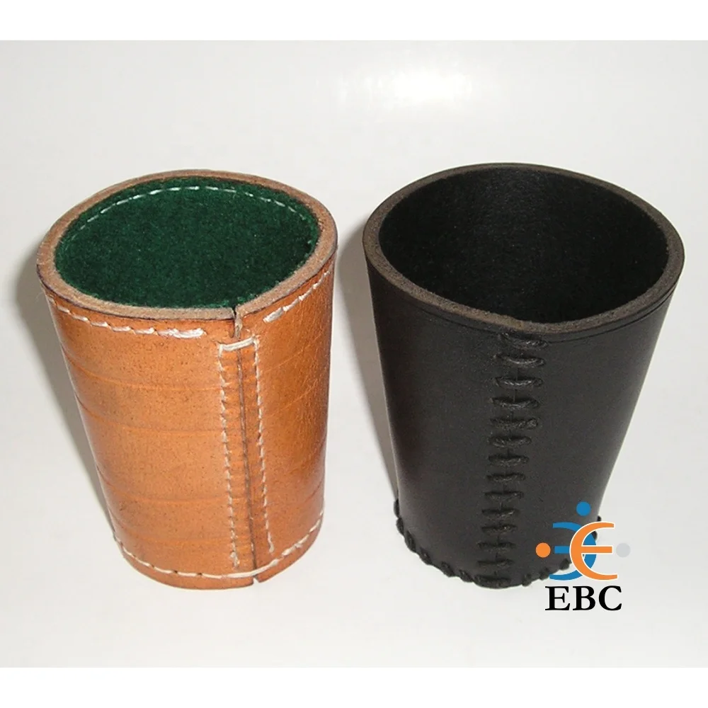 Beautiful Leather Dice Cups Set with Dices OEM Board Game Leather Cup with Custom Embossed Logo Veg Tanned Genuine Leather Made