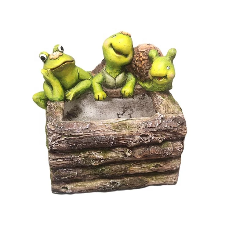 Nature Planter Forest Home Resin Flower Pot with Animal Friends Like Snail Frog Turtle design for garden and home decoration