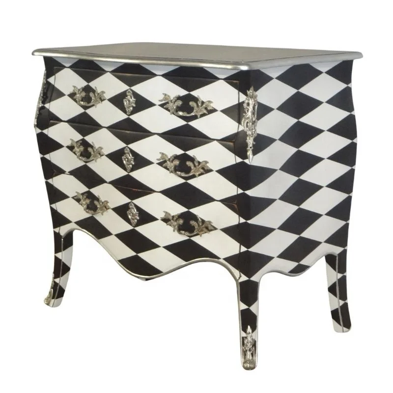Репродукция под старину черно-белый клетчатый шкаф Bombay с ящиками дизайн для мебели во французском стиле мебель спальни