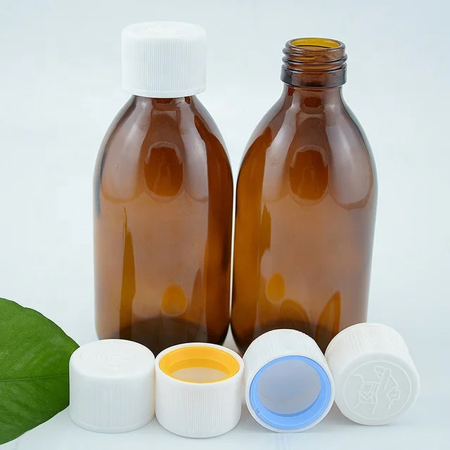 Hot sale amber oral solution glass medicine bottle packaging with alu cap