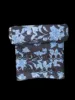 Midnight Navy base with Sky Blue floral print and Black embroidery