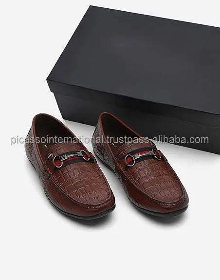 Exclusive Range of Top Quality Men's Unique Design Custom Logo Factory Made High Quality Genuine Leather Loafers Shoes