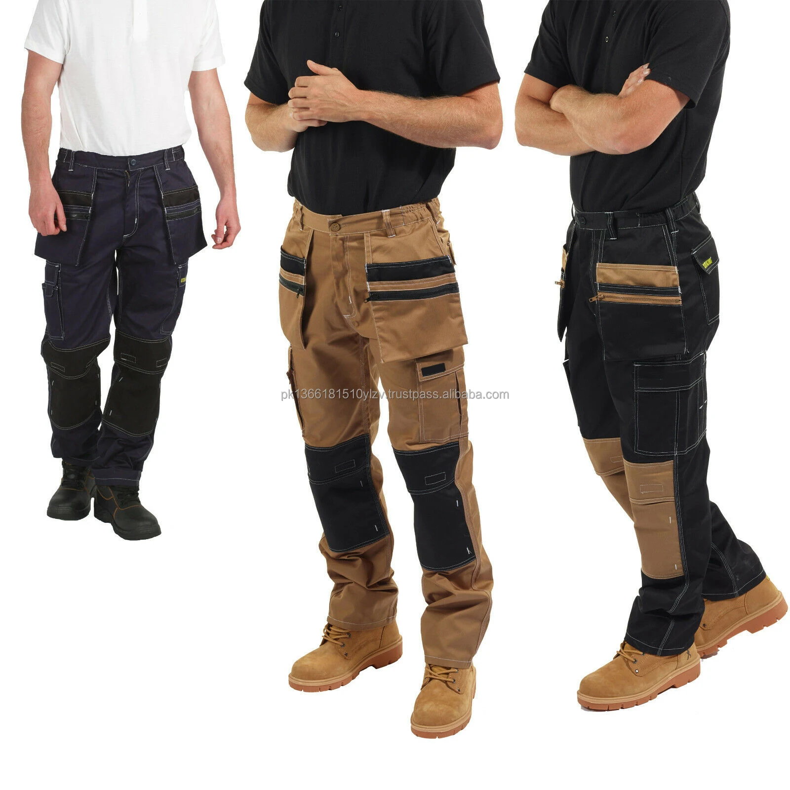 XS-7XL Ultra Robuste avec Genouillère Intégrée Pantalons de Sécurité TMG® Pantalon de Travail pour Hommes Plusieurs Couleurs 
