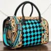 Turquoise & Black Checkered