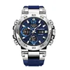 4 Cassa in argento Quadrante blu Cinturino blu