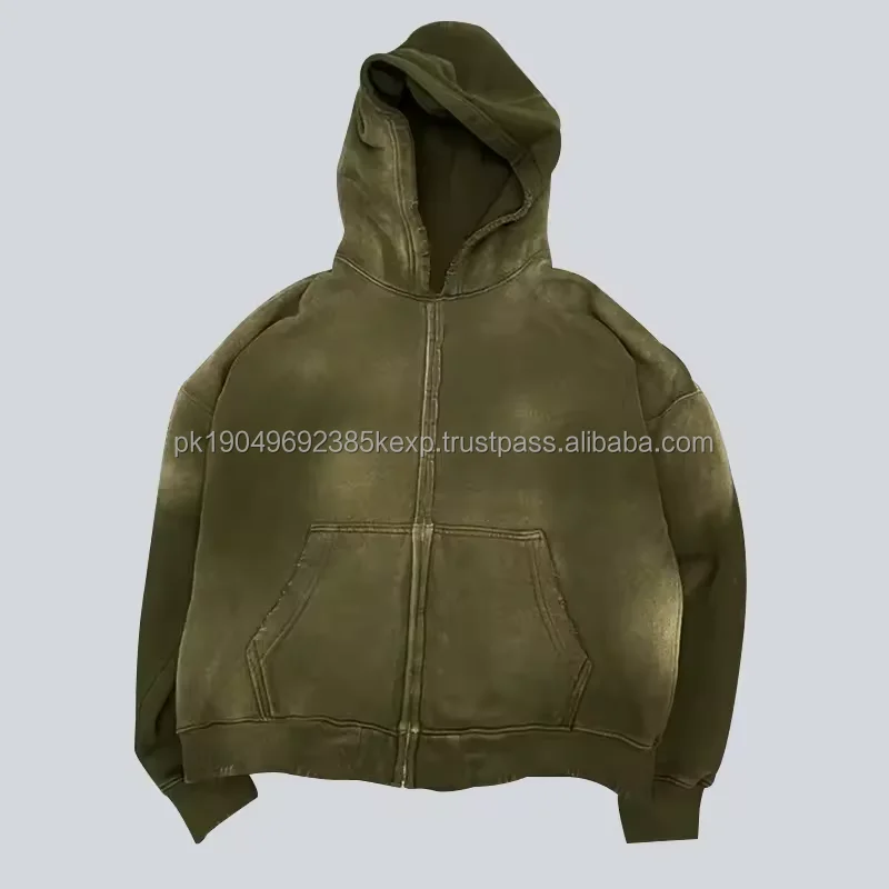 Dark Brown Sun Faded Vintage Stone Washed Distressed Hoodie