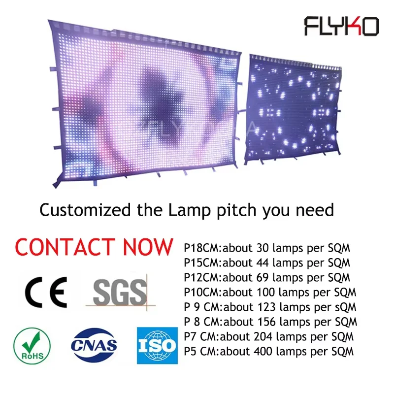 Programmerable Indoor P5 P9 P10 P20 Led Curtain Display Pixelflex Led Curtain Price Fabric Led Vision Curtain