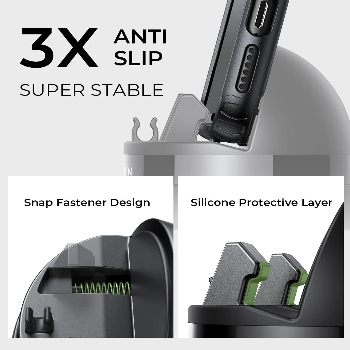 Hocerlu Porta Cellulare Auto - Super Forte Aspirazione, Tutto In Silicone Antiurto E Protezione - Foto 5