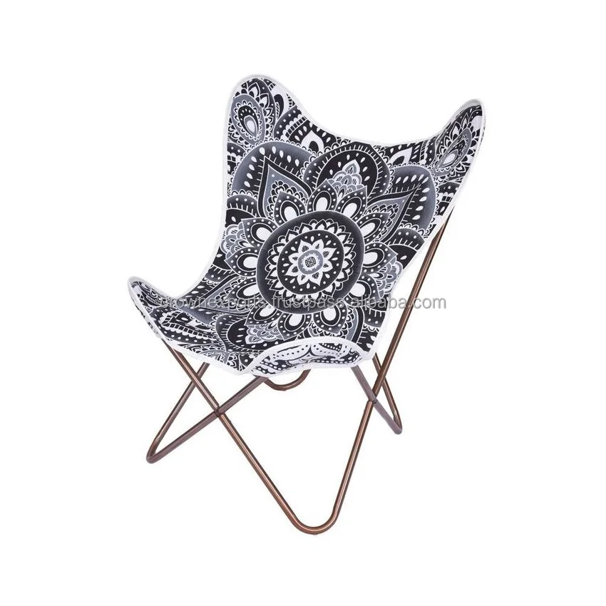 Modern Dark Brown Leather Butterfly Chair Classical Design Foldable
