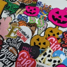 High Quality Chenille Patch Iron-On Applique Embroidered Game Day Halloween Letter Beads Decoration for Sweatshirt Wholesale