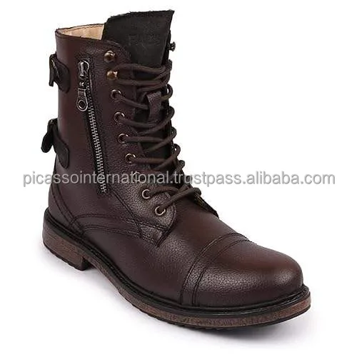 Supplier of Excellent Quality Customized Logo Modern Design Casual Wear Shoes Men's Genuine Leather Boots at Reliable Price