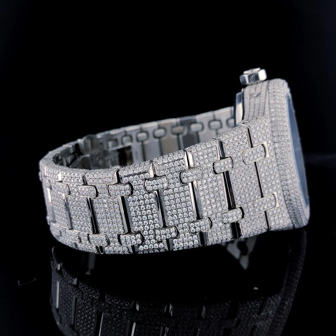 Limited Edition Moissanite Diamond Studded Hip Hop Watch Waterproof Automatic Date Timepiece Jewelry Stainless Steel Watch