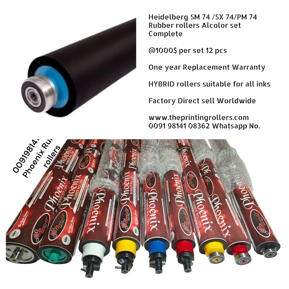 New Rubber Rollers SM 74 SX 74 CD 74 for Ink Dampening Rollers for Offset Printing Machines 25 Shore Hardness 1 Year