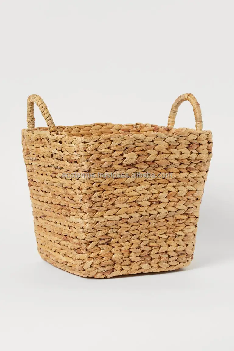 Water Hyacinth Foldable Basket Natural Woven Laundry Hamper Basket