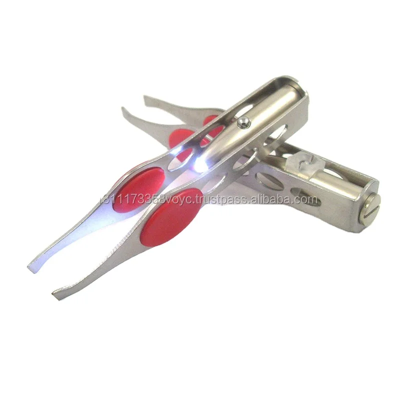 LED Light Professional Best Tweezers for Plucking Hair Slanted Tip Stainless Steel Make up HOT for Cosmetic Manicure Beauty Tool