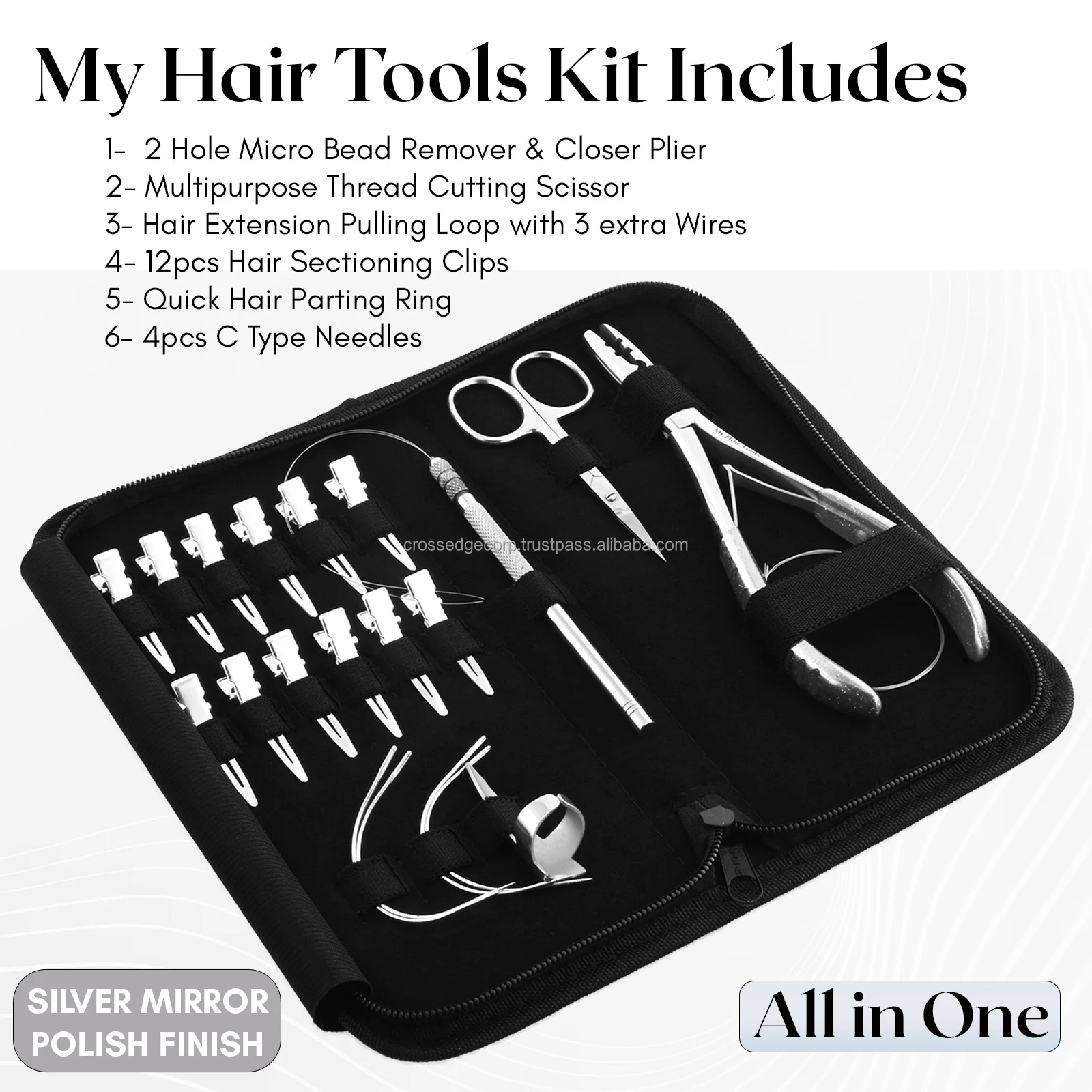 Micro Beads Hair Extension Tools Kit Hair Remover Plier,Parting Ring,Loop Tool & Hair Sectioning