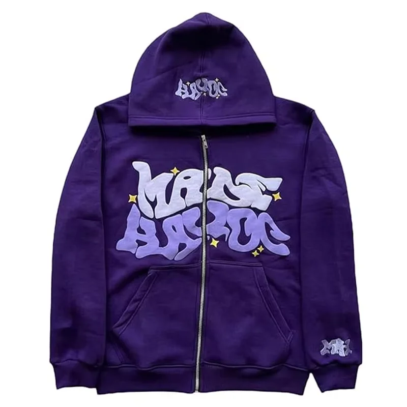 2026 Y2K  Full Zip Hoodie Unisex Oversized Graphic Sweatshirt Grunge Streetwear Casual Hooded Jacket Wholesale