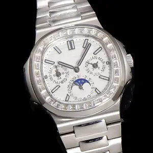 High-quality Stainless Steel Fashion Wristwatch 40mm Diameter White Dial Classic Trendy Retro Automatic Men's Mechanical Watches