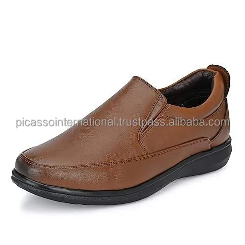 Wholesale Men's Genuine Leather Loafer Shoes Stylish Dark Brown Dress Shoes for Formal Casual Office Party Wear EVA Insole