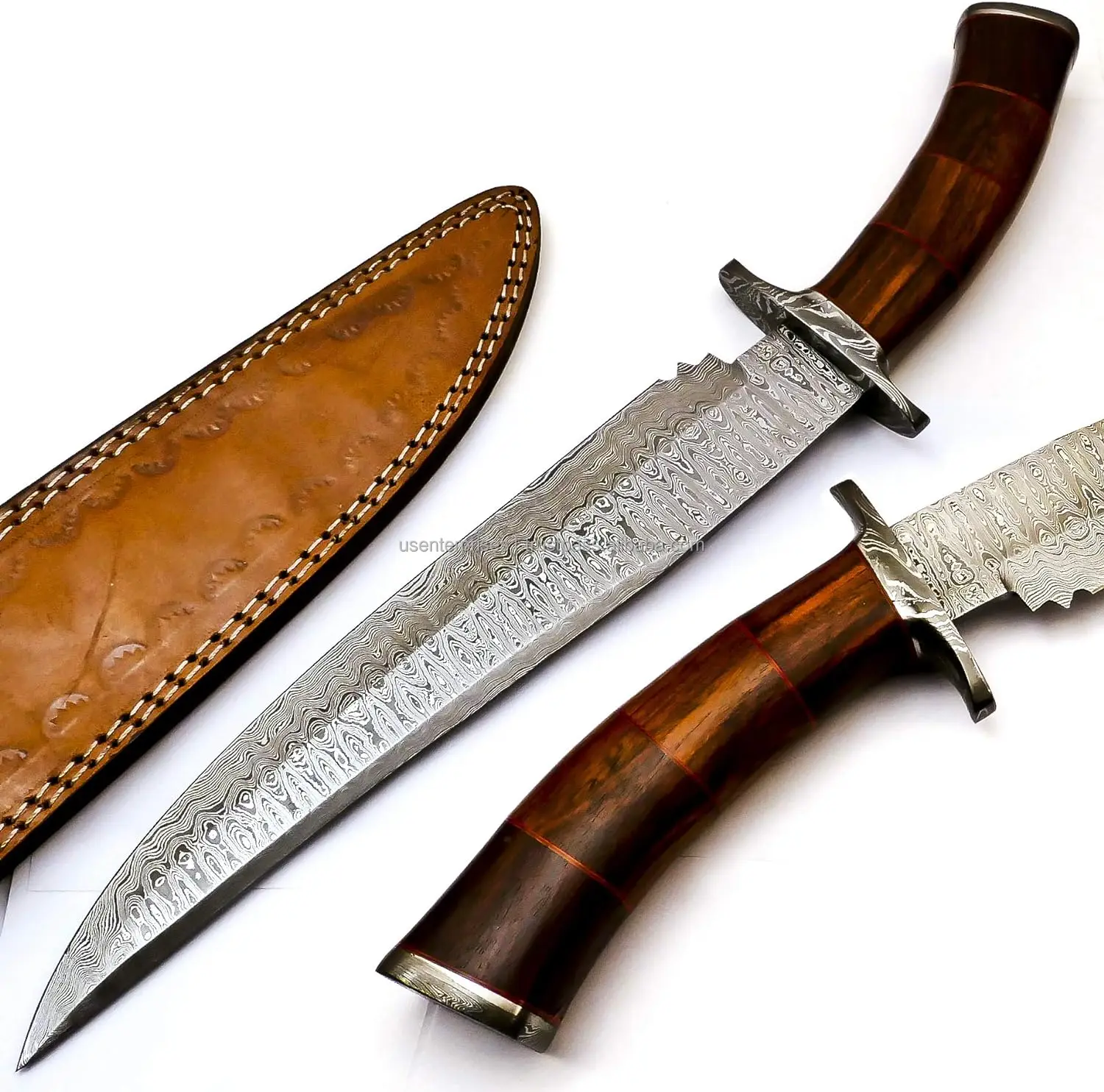 Damascus Steel Bowie Knife With Sheath Handmade Hunting Knife Fixed ...