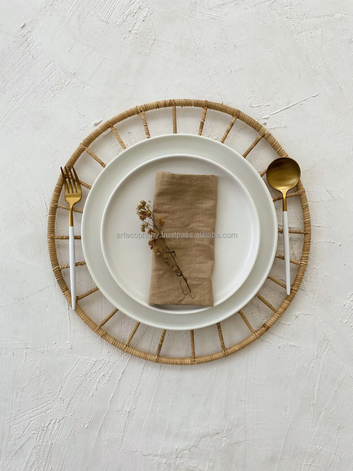 Minimalistic Modern Tableware Rattan Placemats Natural Wholesale Rattan