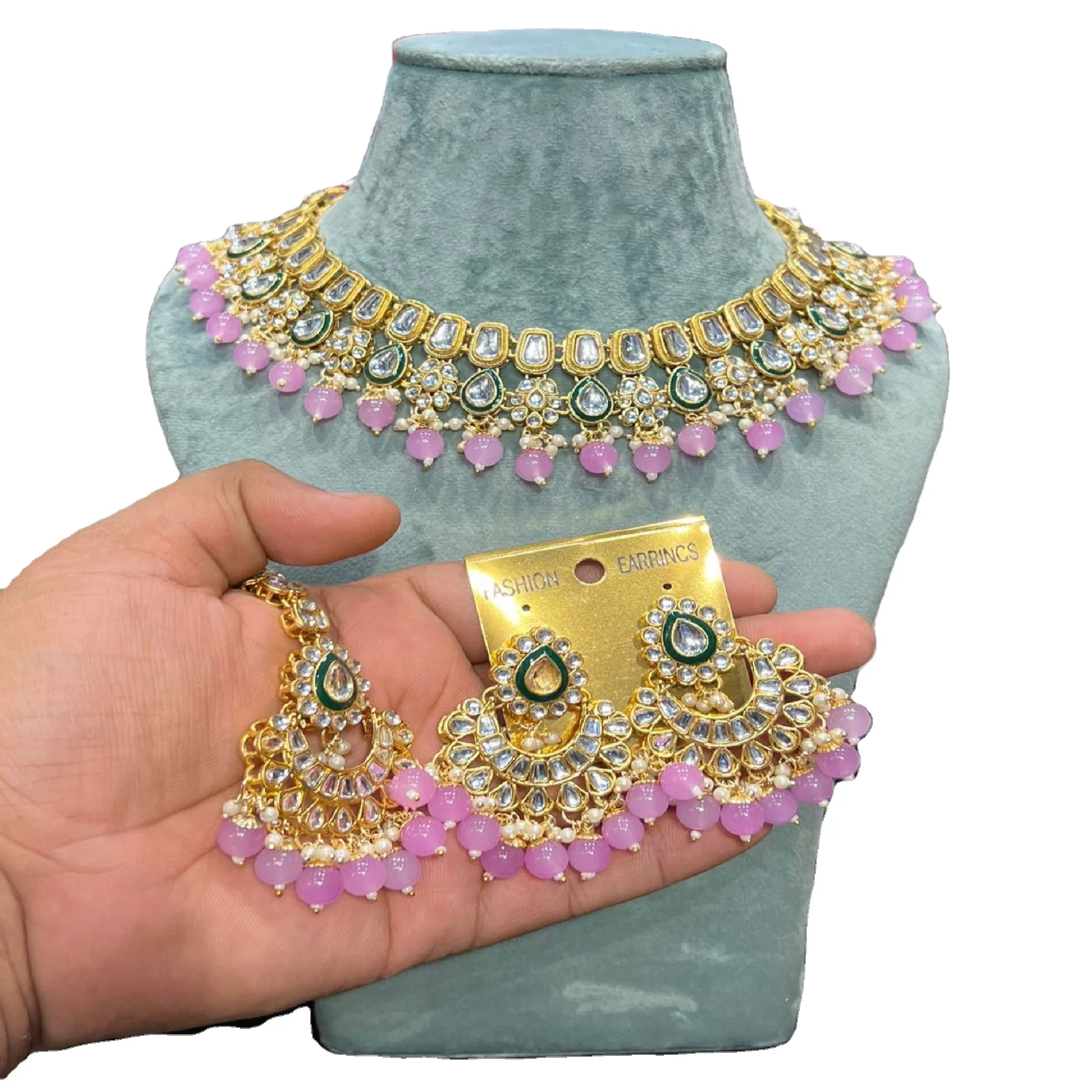 Indian Boho Floral Crystal Kundan White Pearl Rhinestone Choker Necklace  Earrings Wedding Bridal Jewelry Set  China Silver Finger Ring and Female  Jewellery price  MadeinChinacom