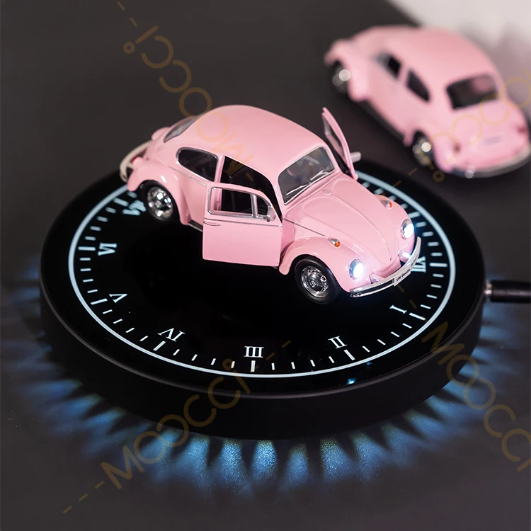 1:36 Romantic LED Lights VW Beetle 1967 Pink Metal Car Model Magnetic Levitating Floating Diecast Car for Tech Gift & Room Decor