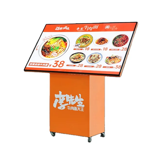 led red ordering light box restaurant menu display card light billboard vertical charging large screen glass display stand