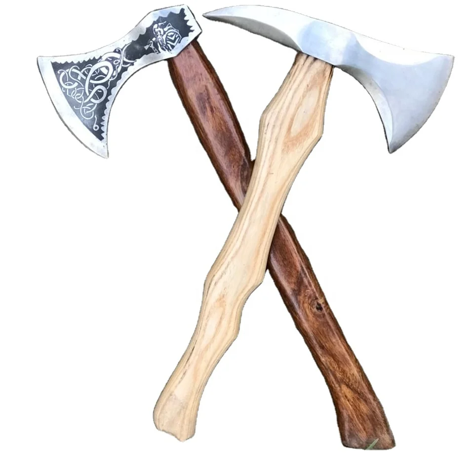 classic expedition hand forged axe with wooden handle for