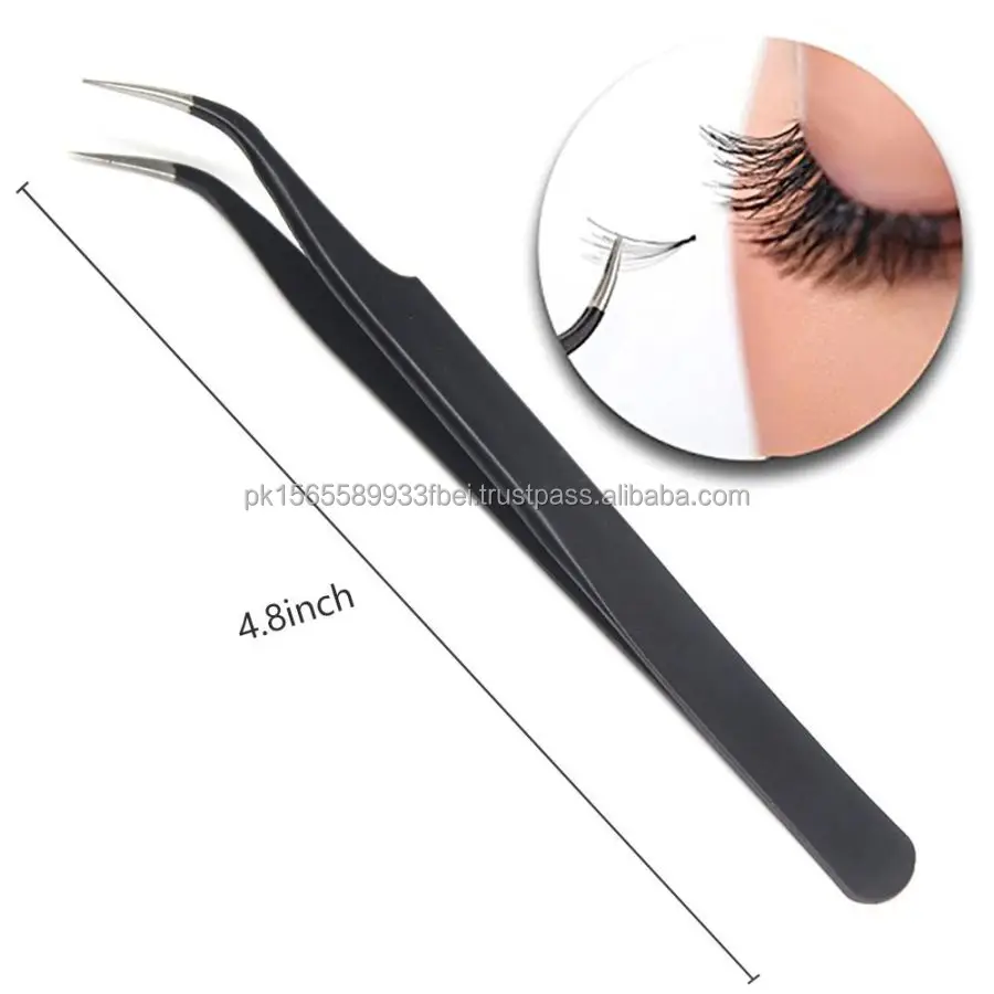 Fiber Tip Tweezers Curve Isolation Tweezers Eyelash Tweezers 90 Degree White Diamond Grip Buy