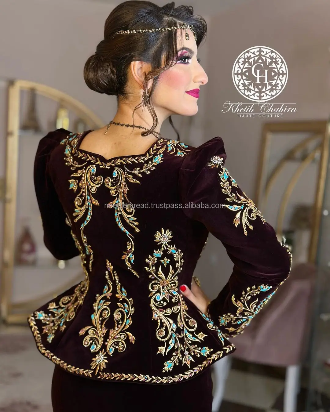 Maroon Karakoual Traditional Wedding Dresses Omani Muslim Woman - Buy ...