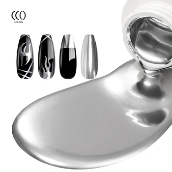 High Quality Mirror Silver Nail Gel Salon And Nail Salon  Metal Lines  Nail Design platinum silver coat