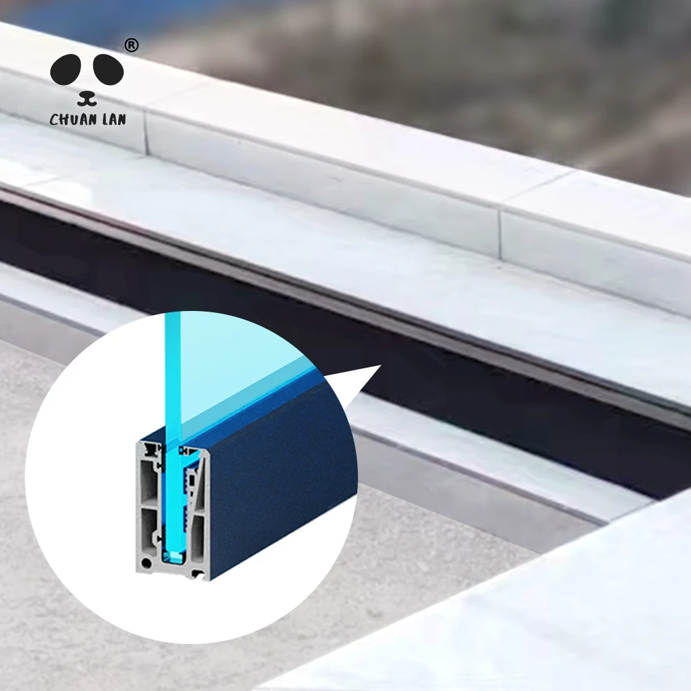 Chuanlan Slotted Aluminium Glass Profile U Channel with LED Aluminium Railing Post Base Profiles for Glass Handrail Balustrade