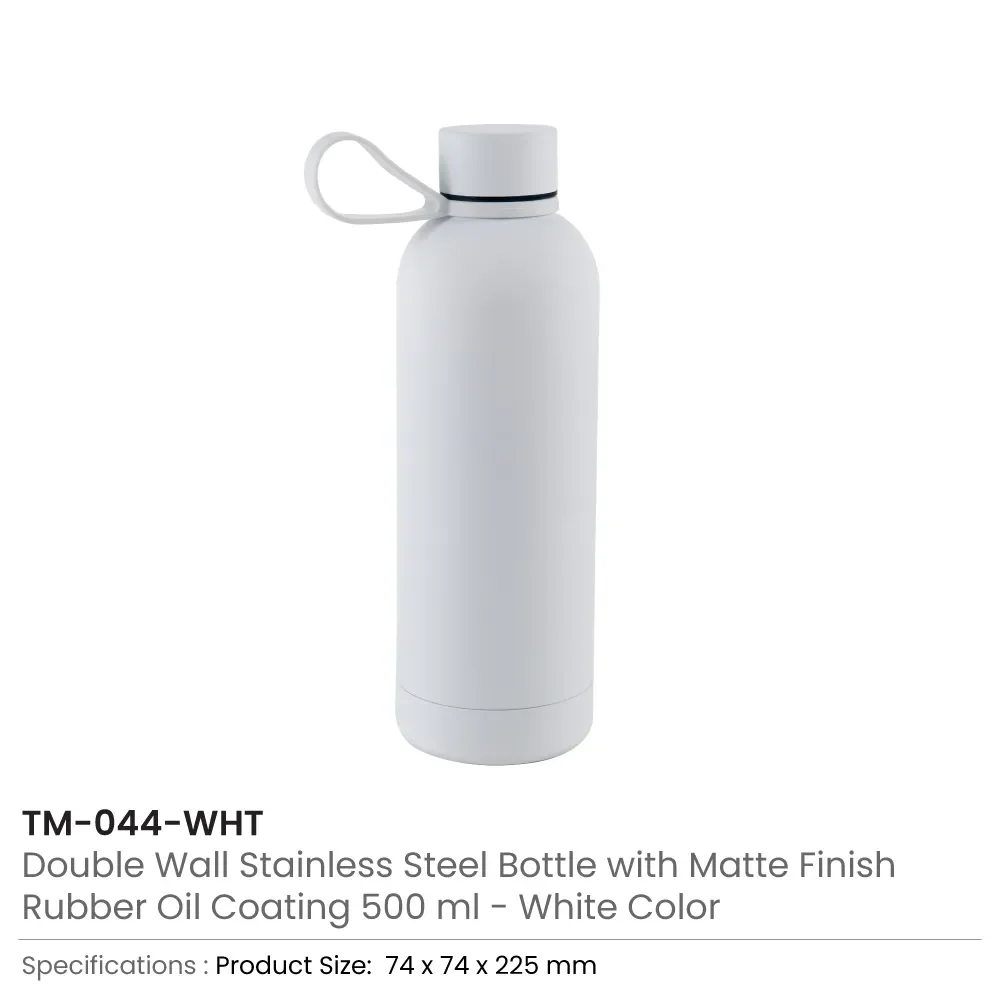 500ml Stainless Steel Water Bottle Double Wall Vacuum Design Matt Rubber Coating Minimalist Style 12-24 Hours Thermal