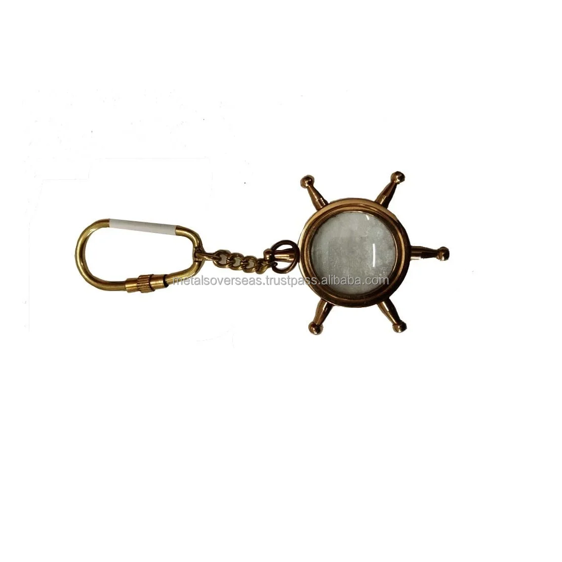 Nautical Wheel Steering Magnifying Glass Keychain, Ship Wheel Maritime Keyring Novelty Decorative Accessory