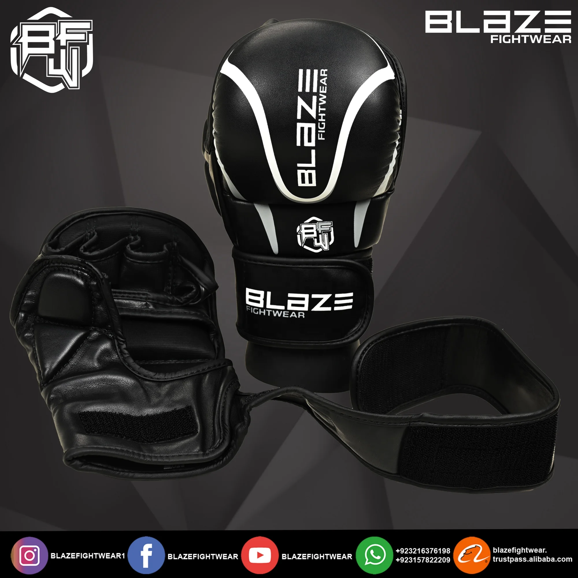 OEM оптовая продажа тренировочные перчатки для спарринга перфорации 7 унций открытая ладонь половина пальца Смешанные боевые искусства Муай Тай виды