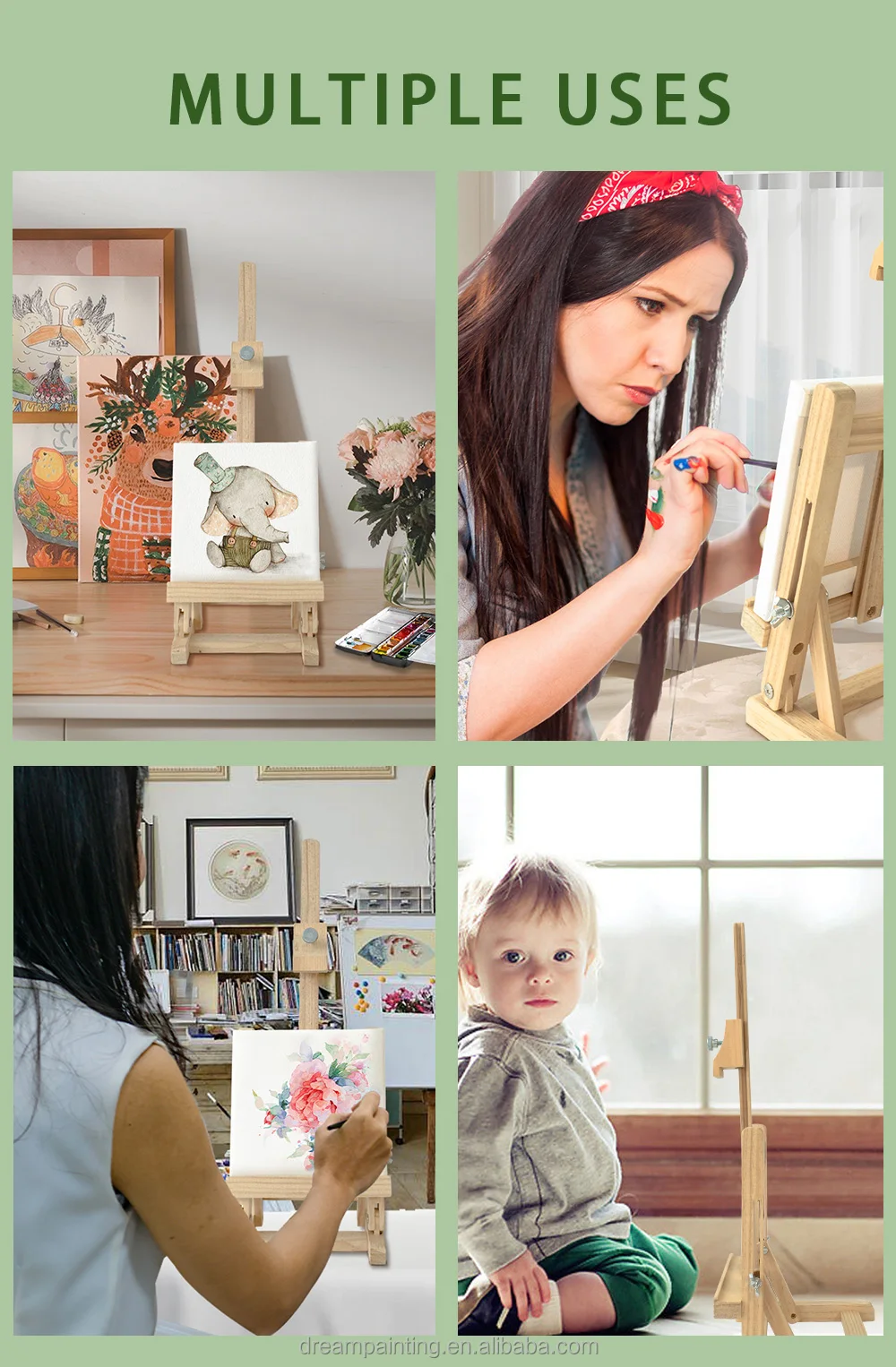 Mini Hshaped Easels Portable Desktop Easel Stand For Art Painting Pine