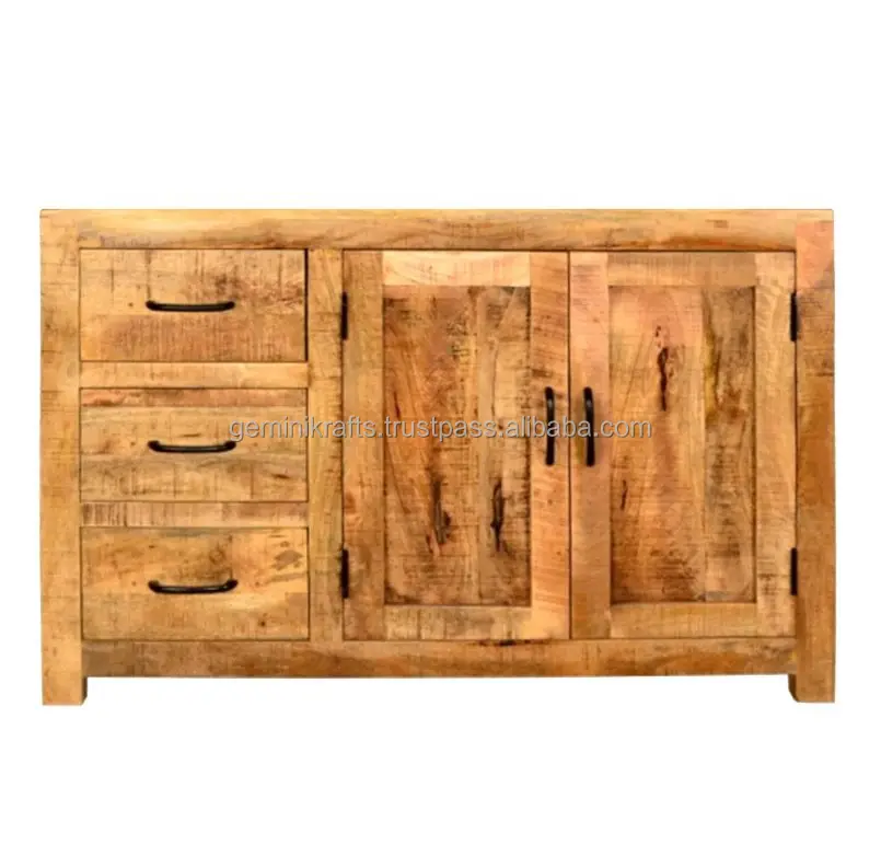 Modern Solid Wood Indian Mango Wooden Cupboard Buffet Handcrafted