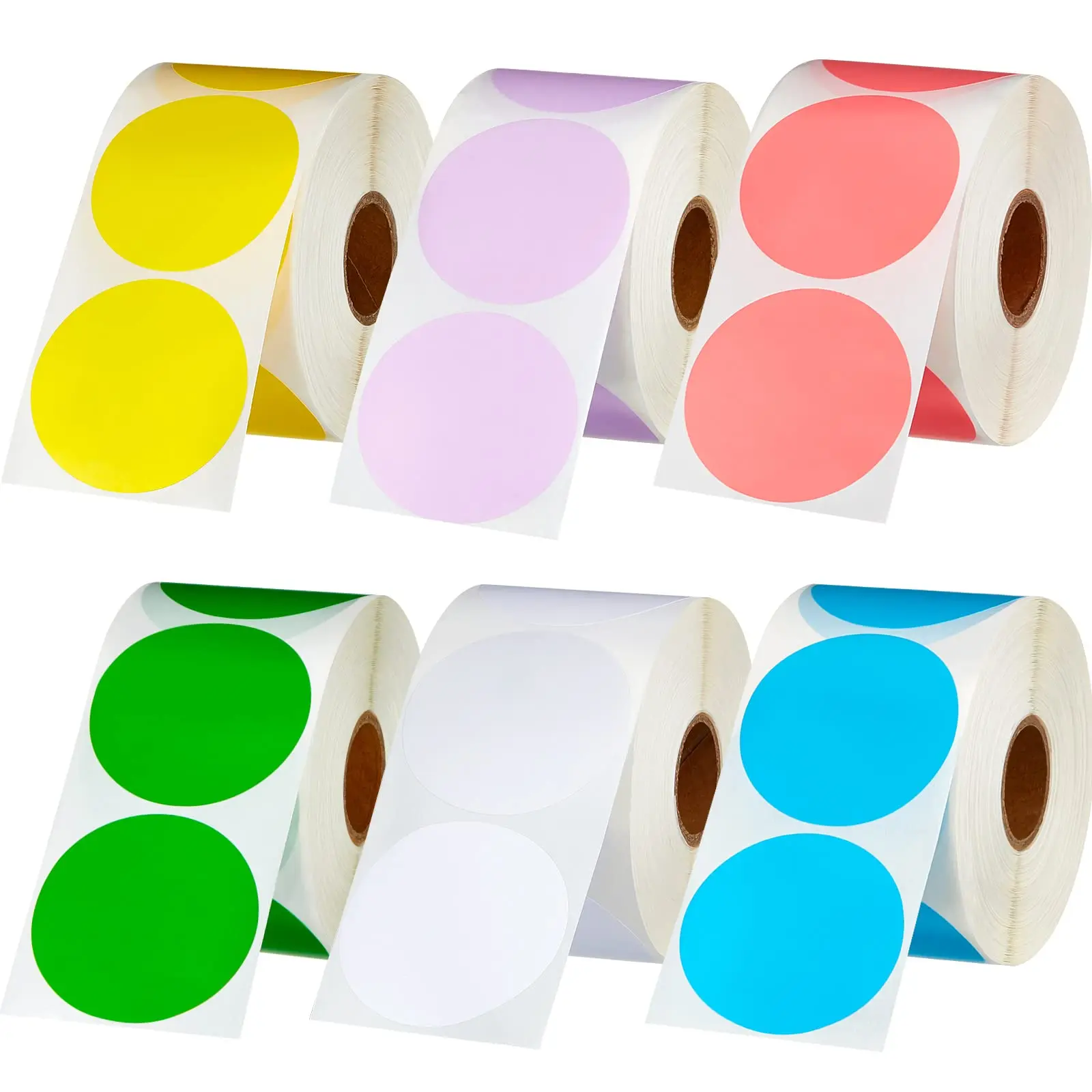 Colored Thermal Label Sticker 2 Inch Round Thermal Paper Roll Colorful Circle Label Sticker for Color Adhesive Label Printer