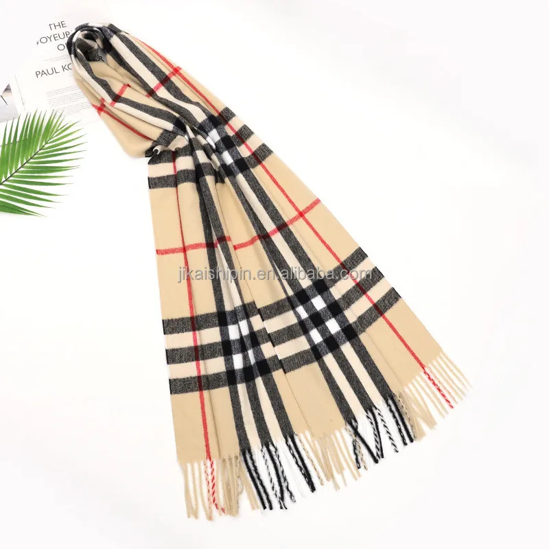 Luxury Designer Scarf Famous Brands Winter Wool Classics Plaid Tassel