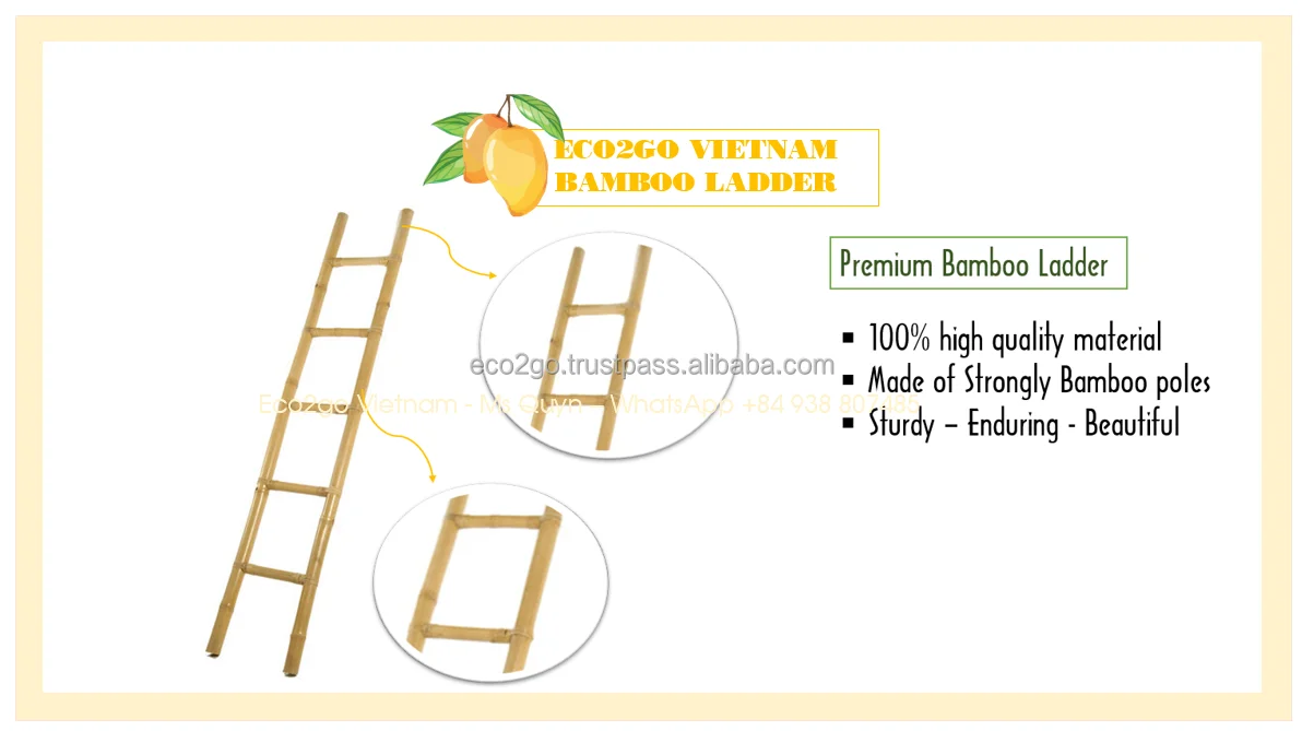 Natural Bamboo Ladder Shelf/ Bamboo Ladder For Sale With Customized Size And Wholesale In