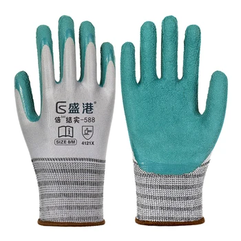 Firm Grip Crinkle Latex Coated work gloves wholesale cotton Safety garden Gloves for Construction General Work