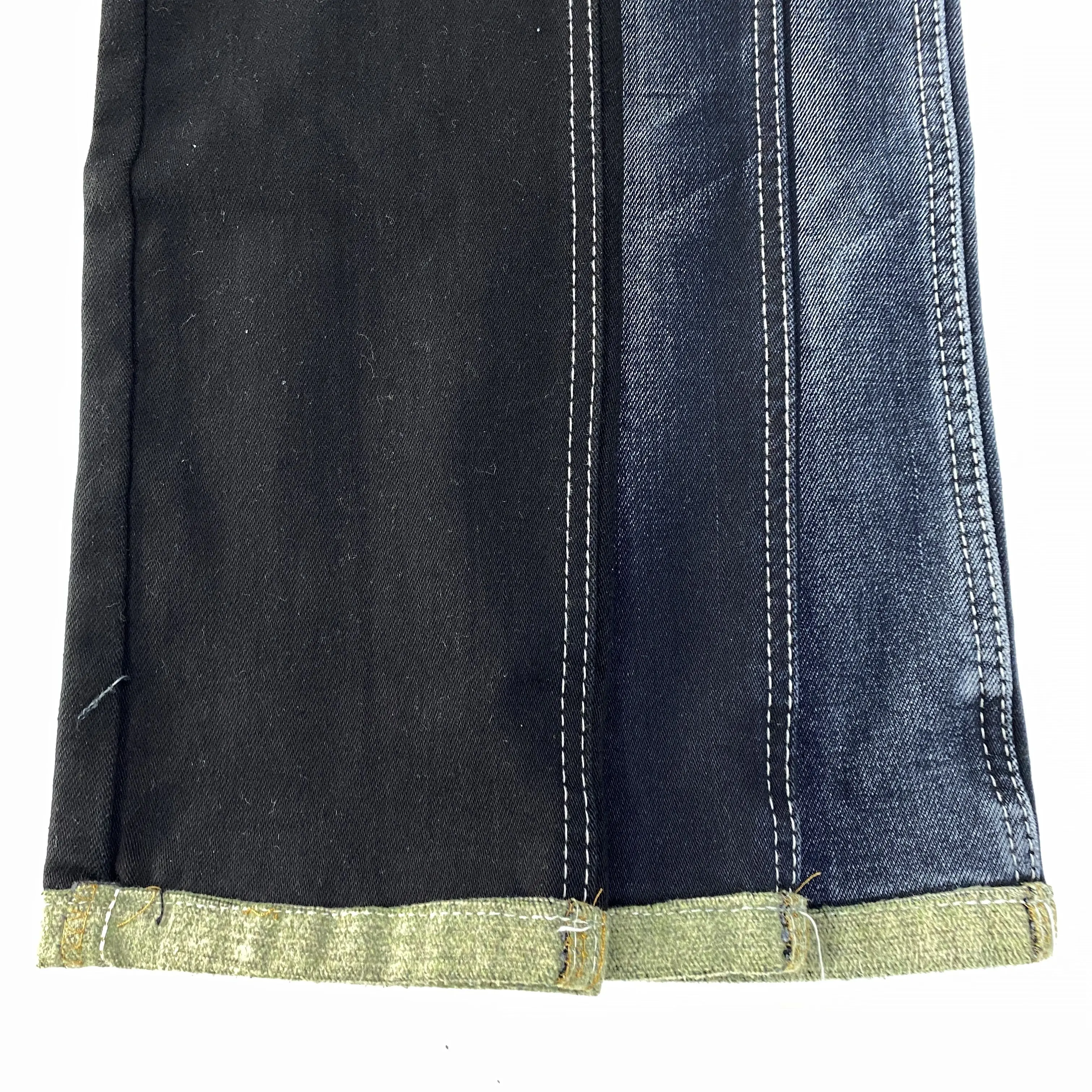 Soft Denim Fabric Persian Blue Back 10S Double Layer 60 Cotton 38 Poly 2 Spandex Stripe Denim Fabric