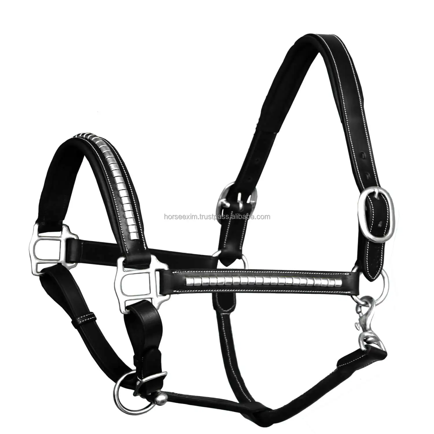 Rope & Leather Horse Halter \ Anatomic Leather Head Halter Leather