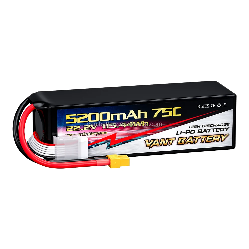 Vant 6s Uav Drone Lipo Battery 22.2v 5200mah 75c With Xt60 Connectors ...