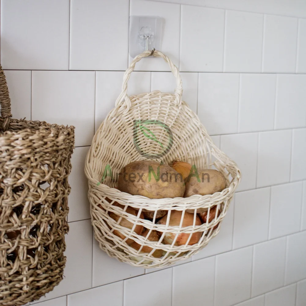 rattan semi circle hanging basket/kitchen storage